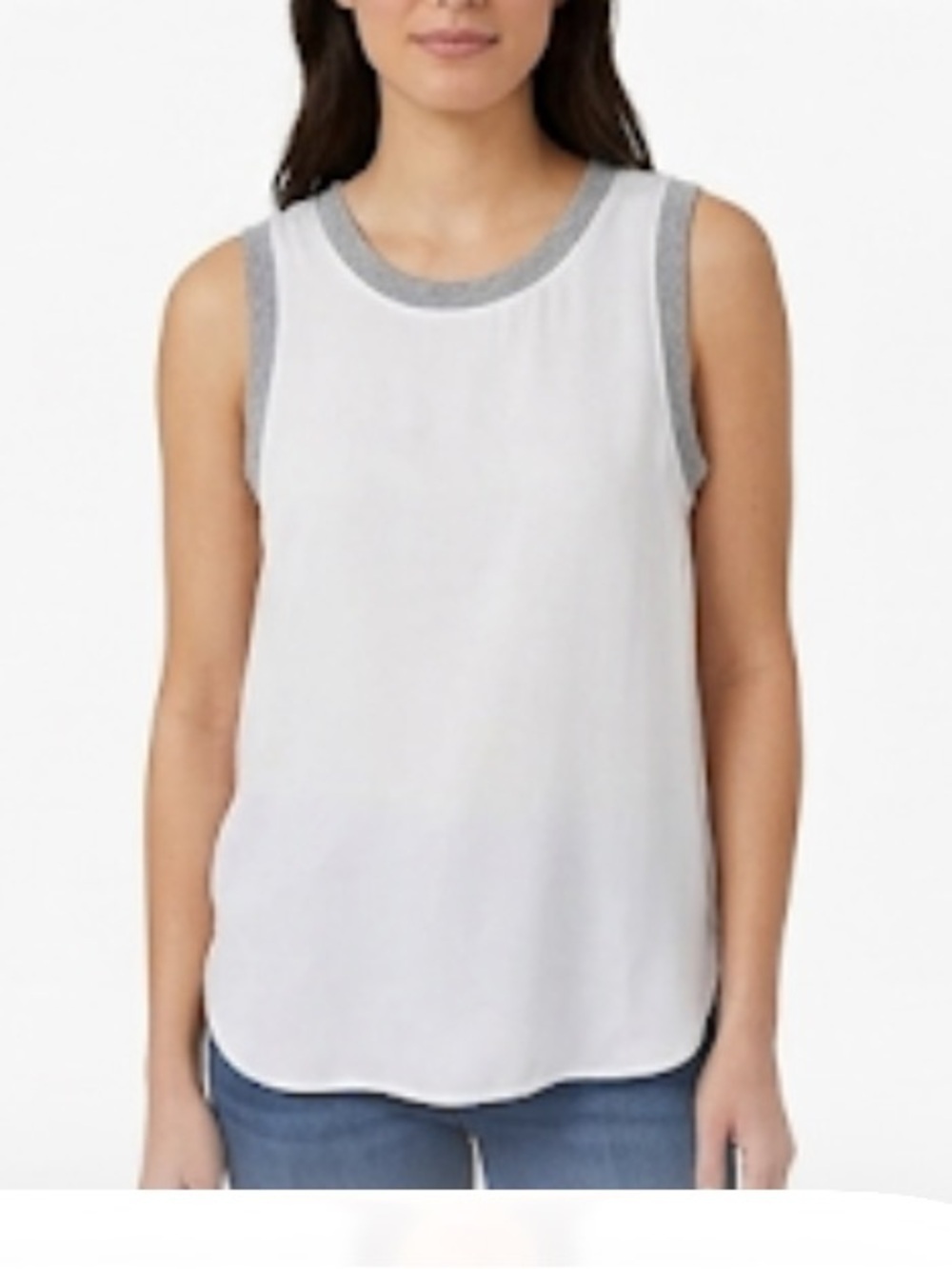 Lou & Grey sleeveless white top neck and sleeves graybrib rib size S